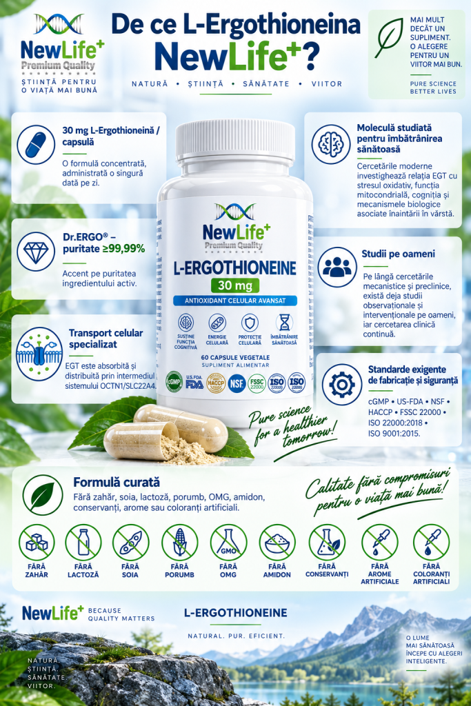 L-Ergothioneina capsule vegetale fără zahăr lactoză soia OMG