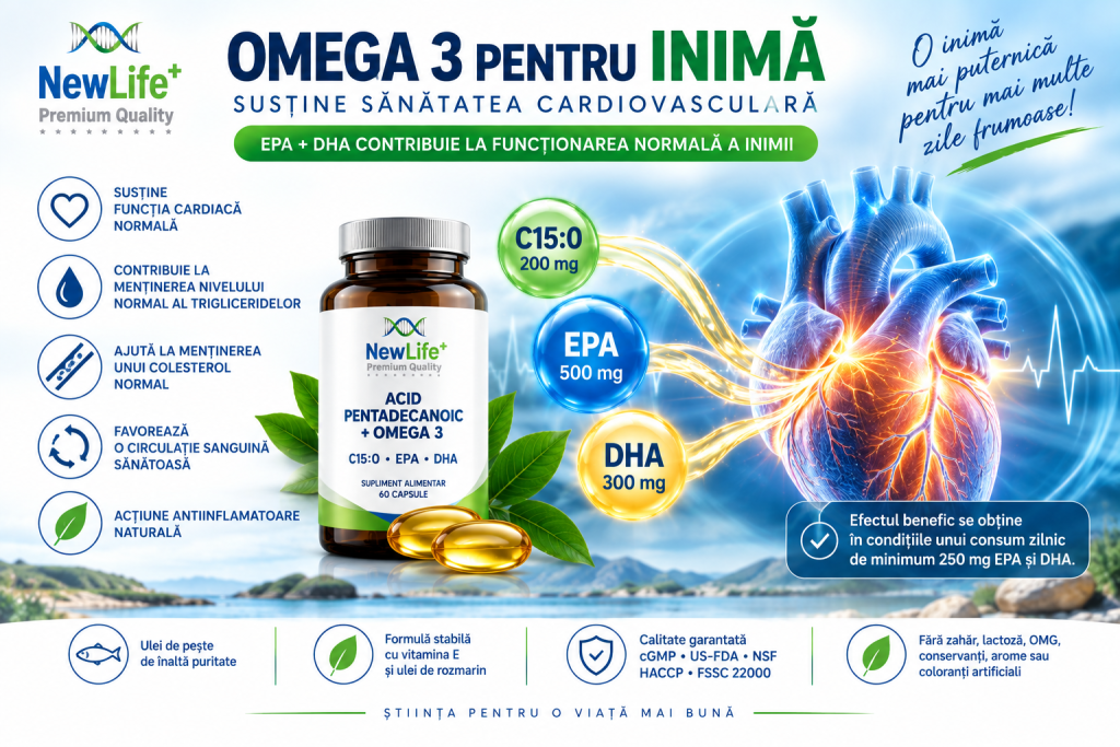 Omega 3 EPA DHA pentru functionarea normala a inimii NewLife